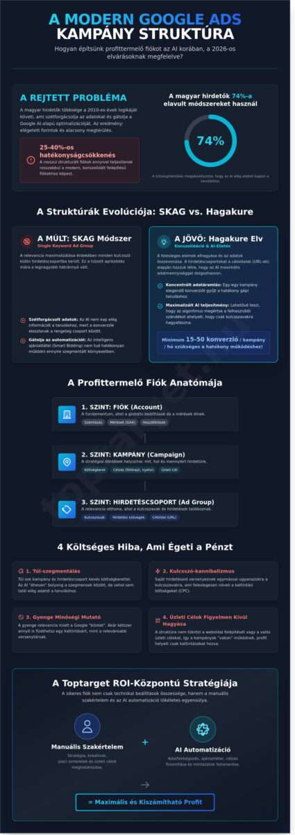 Google Ads kampány struktúra 2026: Profi útmutató a magas megtérüléshez 1 Google Ads kampány struktúra 2026: Profi útmutató a magas megtérüléshez