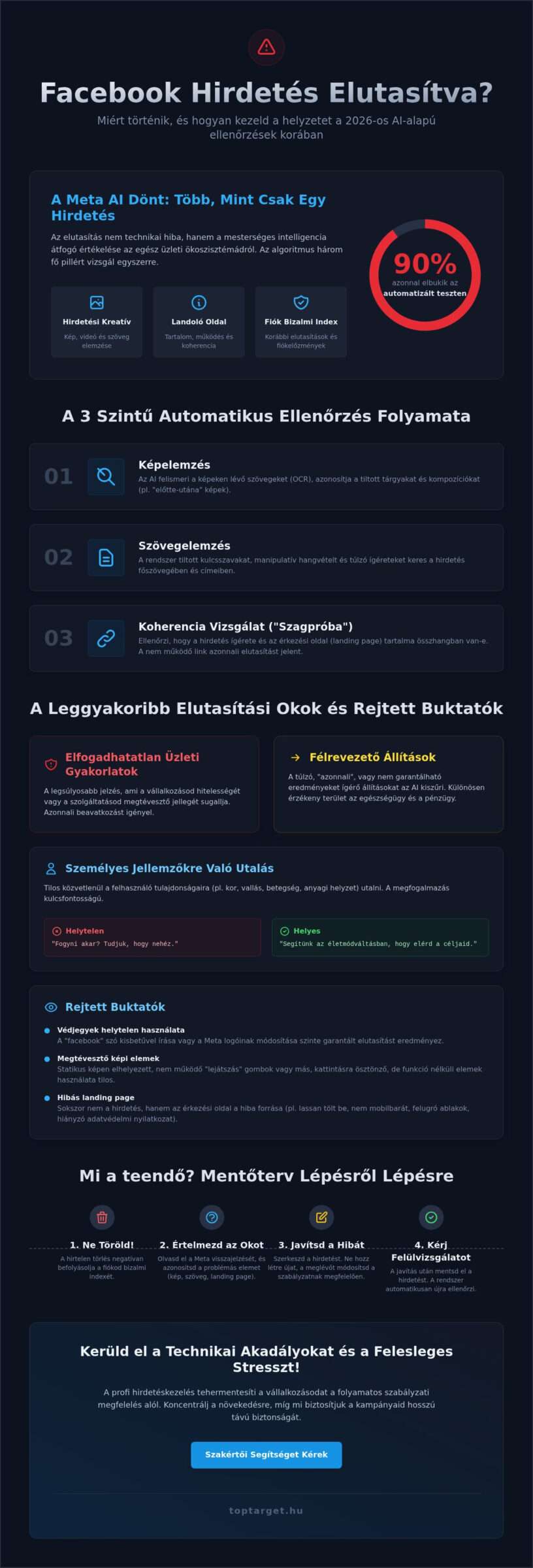 Facebook hirdetés elutasítva? Így javítsd ki és előzd meg a letiltást 2026-ban 1 Facebook hirdetés elutasítva? Így javítsd ki és előzd meg a letiltást 2026-ban