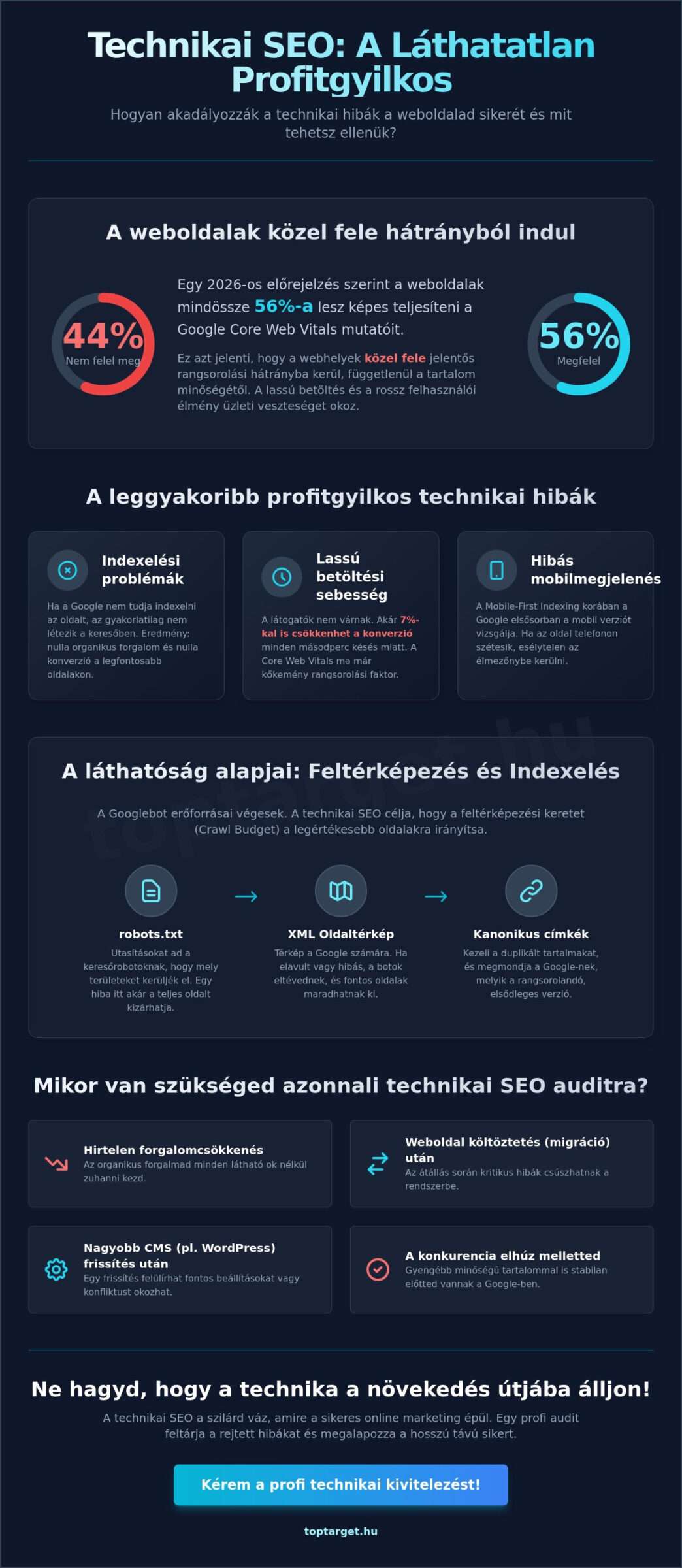 Technikai SEO hibák javítása 2026-ban: Útmutató a keresési láthatóság növeléséhez 1 Technikai SEO hibák javítása 2026-ban: Útmutató a keresési láthatóság növeléséhez